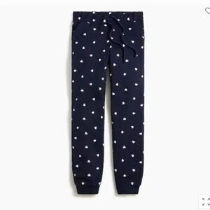J. Crew Factory Women's - Navy White Mini Hearts Joggers - Size XL